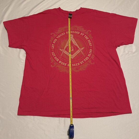 Freemason Illuminati Square & Compass Men's 2XL Pink Genuine T-shirt RARE - Picture 7 of 9